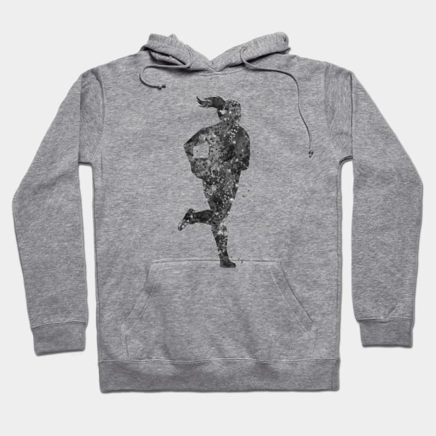 Rugby player black and white Hoodie by Yahya Art